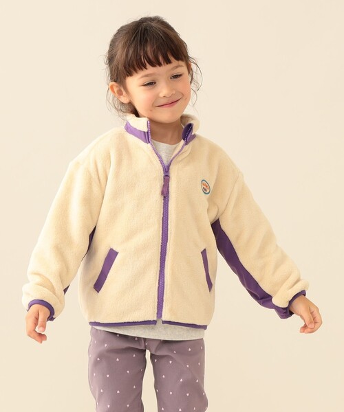 BEAMS mini(ビームスミニ)の「フリース ボア ジップ ブルゾン 2026FW(90~140cm)プチプラ 定番 人気 通園 通学(ブルゾン・キッズ・ホワイト系その他5/ネイビー・140/130/120/110/100/90)」の3枚目の写真