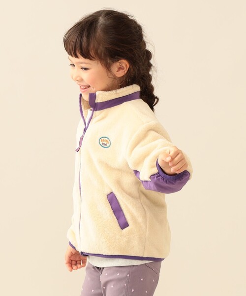 BEAMS mini(ビームスミニ)の「フリース ボア ジップ ブルゾン 2026FW(90~140cm)プチプラ 定番 人気 通園 通学(ブルゾン・キッズ・ホワイト系その他5/ネイビー・140/130/120/110/100/90)」の4枚目の写真