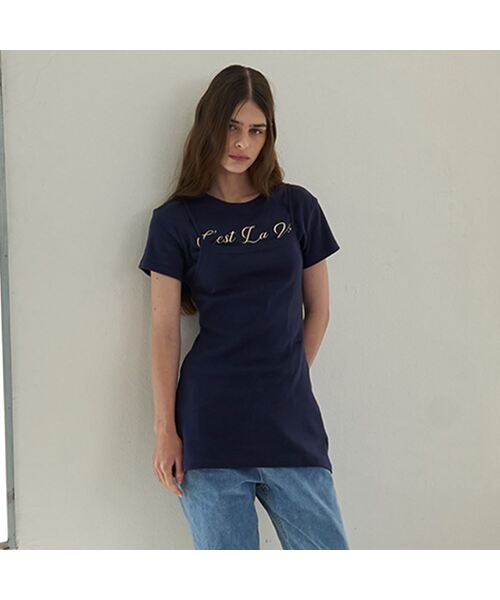 AENE(エイネ)の「フラッフィーレタリングTシャツ(ホワイト)(Tシャツ/カットソー・レディース・ホワイト/ライトグレー/ネイビー・FREE)」の3枚目の写真