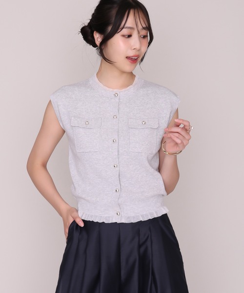 MISCH MASCH(ミッシュマッシュ)の「2026秋冬新作 シアーレイヤード裾フリルニットベスト(ニット/セーター・レディース・ライトグレー/ブラック/ピンク・フリ-)」の11枚目の写真