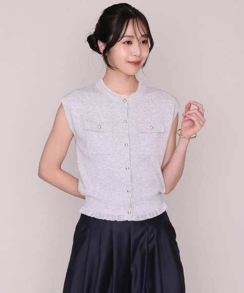 MISCH MASCH(ミッシュマッシュ)の「2026秋冬新作 シアーレイヤード裾フリルニットベスト(ニット/セーター・レディース・ライトグレー/ブラック/ピンク・フリ-)」の10枚目の写真