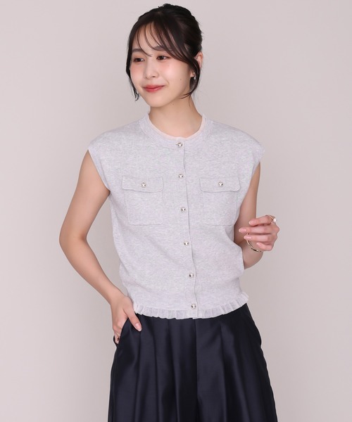 MISCH MASCH(ミッシュマッシュ)の「2026秋冬新作 シアーレイヤード裾フリルニットベスト(ニット/セーター・レディース・ライトグレー/ブラック/ピンク・フリ-)」の9枚目の写真