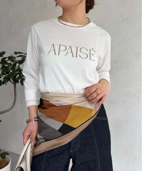 Jena espace merveilleux（ジェナ　エスパスメルヴェイユ）の「シアーロゴカットソー（Tシャツ/カットソー・レディース・ベージュ/オフホワイト/チャコールグレー・FREE）」の2枚目の写真