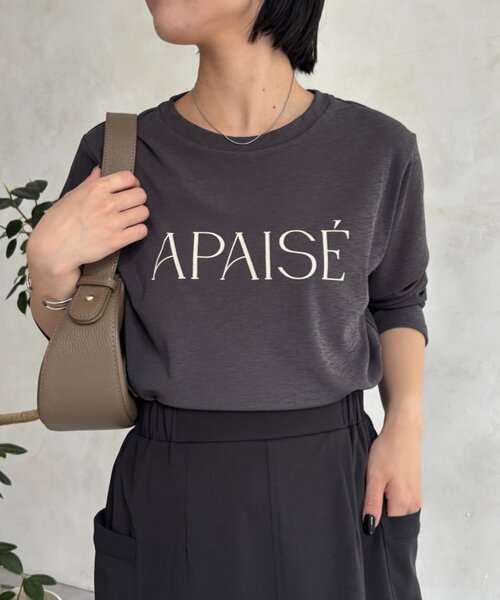 Jena espace merveilleux（ジェナ　エスパスメルヴェイユ）の「シアーロゴカットソー（Tシャツ/カットソー・レディース・ベージュ/オフホワイト/チャコールグレー・FREE）」の3枚目の写真