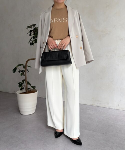 Jena espace merveilleux（ジェナ　エスパスメルヴェイユ）の「シアーロゴカットソー（Tシャツ/カットソー・レディース・ベージュ/オフホワイト/チャコールグレー・FREE）」の14枚目の写真