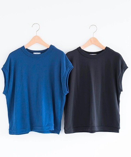 D(ディー)の「エアーループスウェット【フレンチスリーブ】(Tシャツ/カットソー・レディース・ブルー/チャコールグレー・MEDIUM)」の3枚目の写真