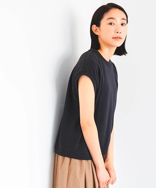 D(ディー)の「エアーループスウェット【フレンチスリーブ】(Tシャツ/カットソー・レディース・ブルー/チャコールグレー・MEDIUM)」の4枚目の写真