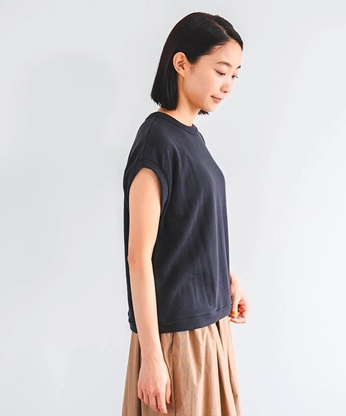 D(ディー)の「エアーループスウェット【フレンチスリーブ】(Tシャツ/カットソー・レディース・ブルー/チャコールグレー・MEDIUM)」の6枚目の写真