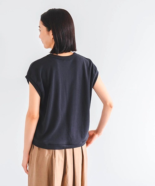 D(ディー)の「エアーループスウェット【フレンチスリーブ】(Tシャツ/カットソー・レディース・ブルー/チャコールグレー・MEDIUM)」の7枚目の写真
