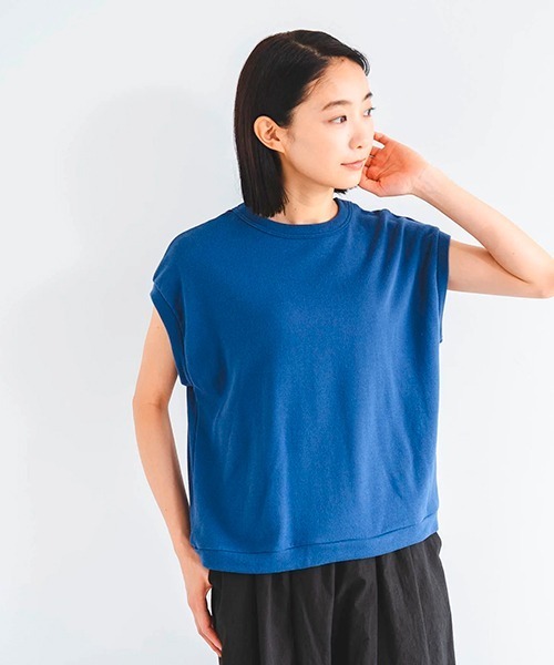 D(ディー)の「エアーループスウェット【フレンチスリーブ】(Tシャツ/カットソー・レディース・ブルー/チャコールグレー・MEDIUM)」の8枚目の写真