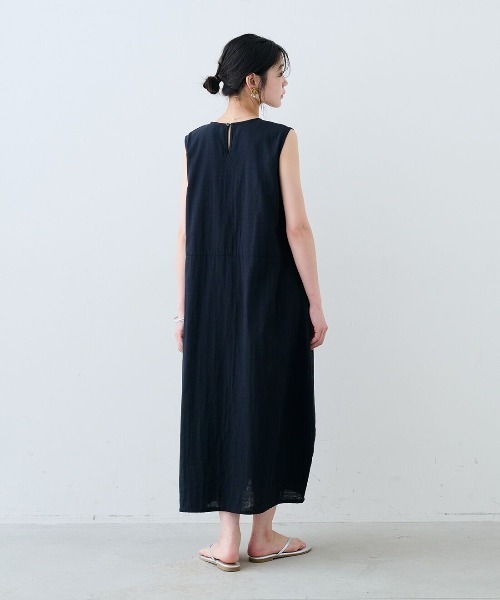 mensha!(メンシャ)の「mensha! ガーゼでドレスアップ!リネン混コクーンワンピース(ワンピース・レディース・ピンク/ブラック・M/L/LL/3L/MP)」の5枚目の写真