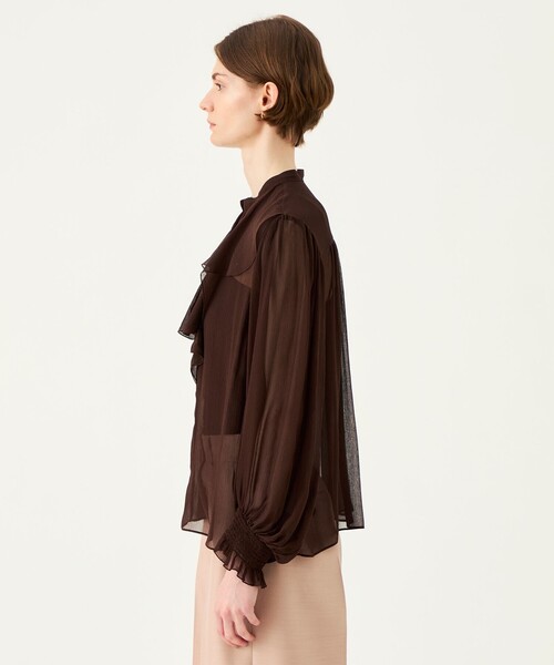 BALLSEY（ボールジィ）の「Michelle フリルフレアブラウス（シャツ/ブラウス・レディース・ピンク/ダークブラウン・36）」の5枚目の写真