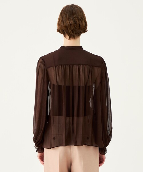 BALLSEY（ボールジィ）の「Michelle フリルフレアブラウス（シャツ/ブラウス・レディース・ピンク/ダークブラウン・36）」の6枚目の写真