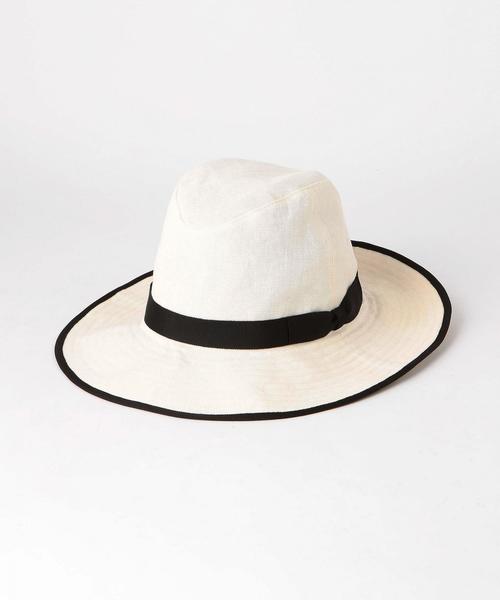 KIJIMA TAKAYUKI(キジマ タカユキ)の「KIJIMA TAKAYUKI(キジマタカユキ) LINEN WIDE BRIM HAT(ハット・メンズ・ホワイト/ネイビー・2)」の1枚目の写真