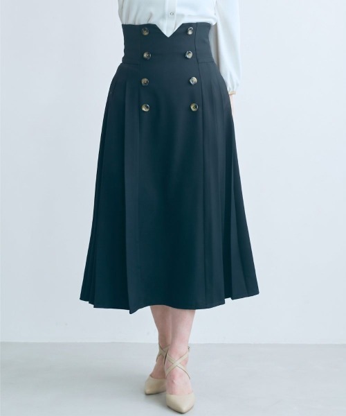marun(マルン)の「<大きいサイズ>コルセットデザインフレアスカート marun(スカート・レディース・ブラック/ベージュ・3L/LL/L/5L/4L)」の2枚目の写真