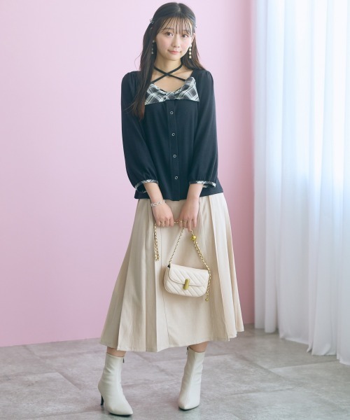 marun(マルン)の「<大きいサイズ>コルセットデザインフレアスカート marun(スカート・レディース・ブラック/ベージュ・3L/LL/L/5L/4L)」の16枚目の写真
