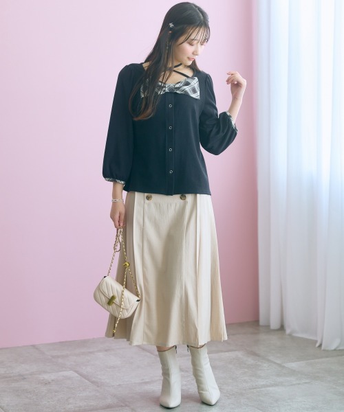 marun(マルン)の「<大きいサイズ>コルセットデザインフレアスカート marun(スカート・レディース・ブラック/ベージュ・3L/LL/L/5L/4L)」の5枚目の写真
