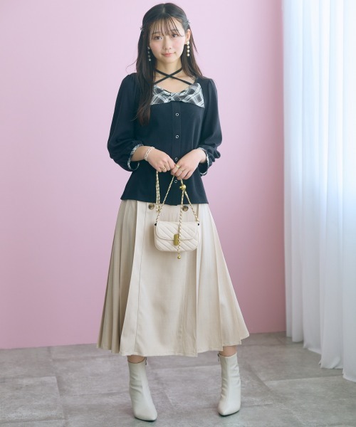marun(マルン)の「<大きいサイズ>コルセットデザインフレアスカート marun(スカート・レディース・ブラック/ベージュ・3L/LL/L/5L/4L)」の6枚目の写真
