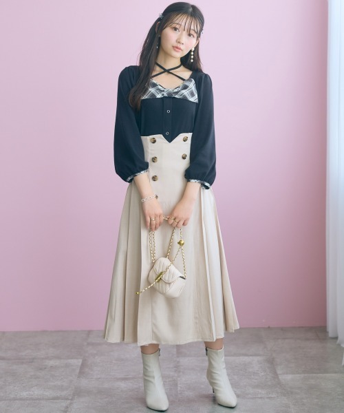 marun(マルン)の「<大きいサイズ>コルセットデザインフレアスカート marun(スカート・レディース・ブラック/ベージュ・3L/LL/L/5L/4L)」の8枚目の写真