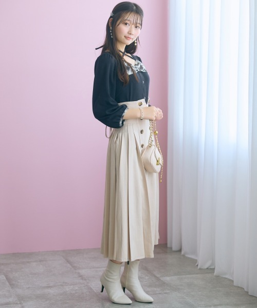 marun(マルン)の「<大きいサイズ>コルセットデザインフレアスカート marun(スカート・レディース・ブラック/ベージュ・3L/LL/L/5L/4L)」の9枚目の写真