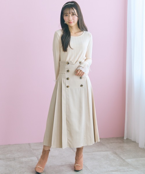 marun(マルン)の「<大きいサイズ>コルセットデザインフレアスカート marun(スカート・レディース・ブラック/ベージュ・3L/LL/L/5L/4L)」の4枚目の写真