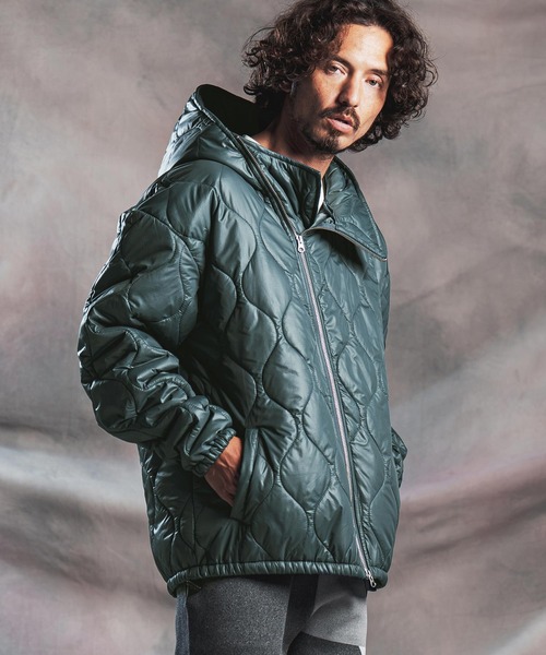 ANGENEHM(アンゲネーム)の「mj11785-Wave Quilted Zip Hooded Coat キルトナイロンフーディージャケット(AG07-012acg)(ナイロンジャケット・メンズ・ダークブルー/ブラック/カーキ/グレイッシュベージュ・S/M/L)」の4枚目の写真