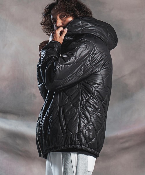 ANGENEHM(アンゲネーム)の「mj11785-Wave Quilted Zip Hooded Coat キルトナイロンフーディージャケット(AG07-012acg)(ナイロンジャケット・メンズ・ダークブルー/ブラック/カーキ/グレイッシュベージュ・S/M/L)」の18枚目の写真