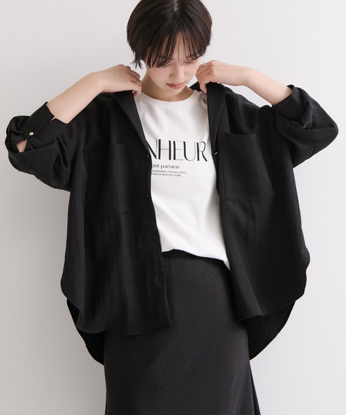 le cercle ADAM ET ROPE'（ルセルクルアダムエロペ）の「開襟シャツジャケット（シャツ/ブラウス・レディース・キナリ/ブラック/ベージュ・FREE）」の11枚目の写真