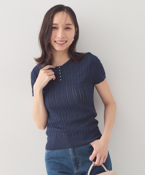 index(インデックス)の「前後2wayケーブルコンパクトニット【洗濯機OK/抗ピル】(ニット/セーター・レディース・レッド系1/ネイビー/オフホワイト・40/42/38/36)」の18枚目の写真