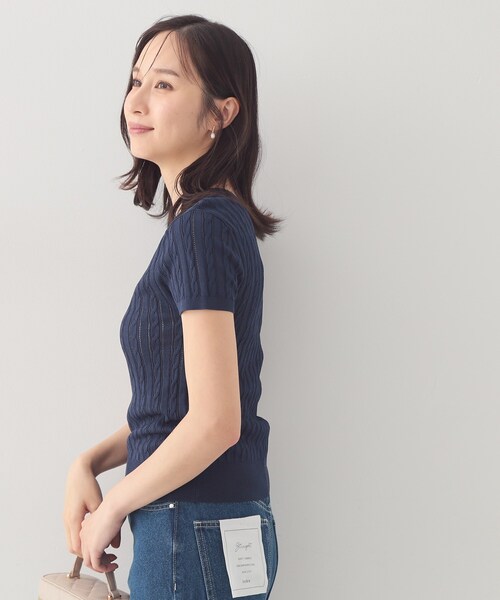 index(インデックス)の「前後2wayケーブルコンパクトニット【洗濯機OK/抗ピル】(ニット/セーター・レディース・レッド系1/ネイビー/オフホワイト・40/42/38/36)」の19枚目の写真