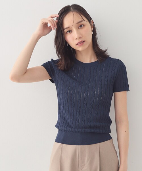 index(インデックス)の「前後2wayケーブルコンパクトニット【洗濯機OK/抗ピル】(ニット/セーター・レディース・レッド系1/ネイビー/オフホワイト・40/42/38/36)」の20枚目の写真