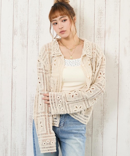 anap mimpi（アナップミンピ）の「クロシェ編みシャツ（シャツ/ブラウス・レディース・ベージュ・F）」の2枚目の写真