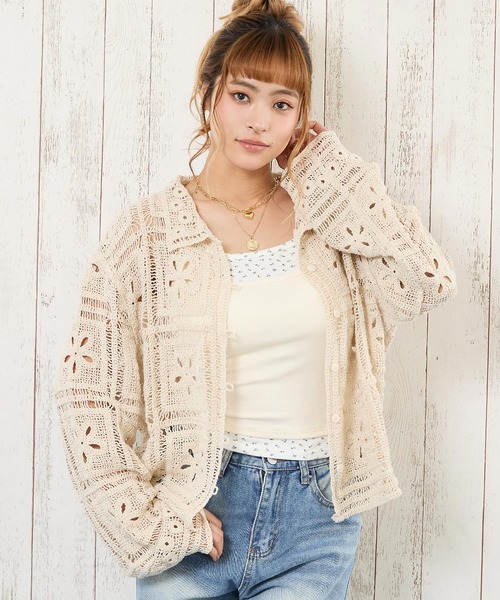 anap mimpi（アナップミンピ）の「クロシェ編みシャツ（シャツ/ブラウス・レディース・ベージュ・F）」の3枚目の写真