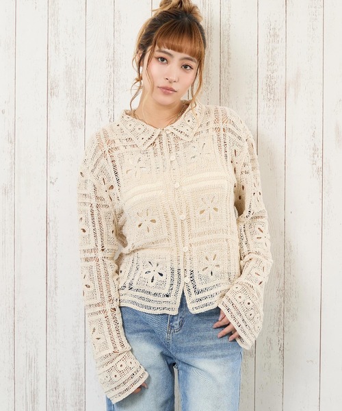anap mimpi（アナップミンピ）の「クロシェ編みシャツ（シャツ/ブラウス・レディース・ベージュ・F）」の8枚目の写真