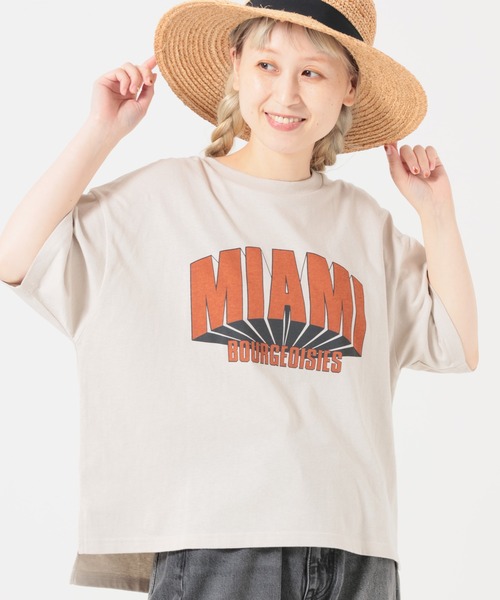 HEART MARKET(ハートマーケット)の「MIAMIワイドなプリントT(Tシャツ/カットソー・レディース・イエロー/ナチュラル/チャコール/レッド・MEDIUM/LARGE)」の2枚目の写真
