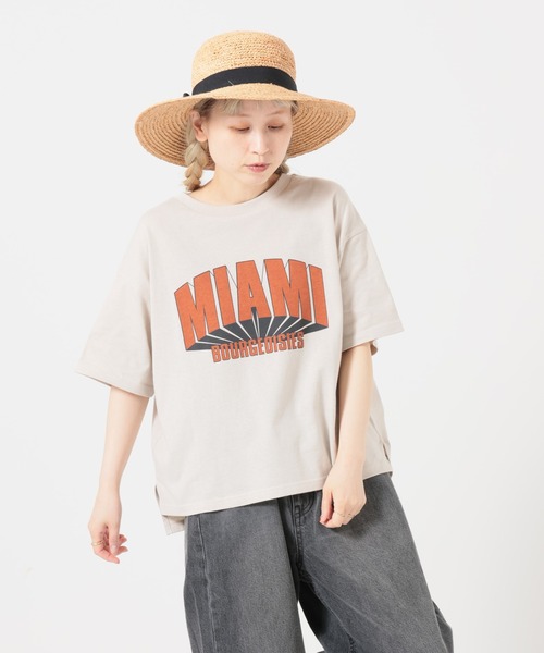 HEART MARKET(ハートマーケット)の「MIAMIワイドなプリントT(Tシャツ/カットソー・レディース・イエロー/ナチュラル/チャコール/レッド・MEDIUM/LARGE)」の7枚目の写真