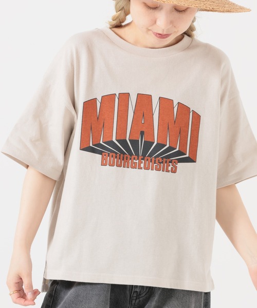 HEART MARKET(ハートマーケット)の「MIAMIワイドなプリントT(Tシャツ/カットソー・レディース・イエロー/ナチュラル/チャコール/レッド・MEDIUM/LARGE)」の9枚目の写真