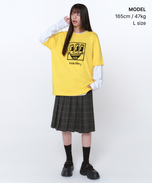 MUSINSA STANDARD（ムシンサスタンダード）の「[キスヘリングコレクション] スリーアイドフェイスティーシャツ [イエロー]（Tシャツ/カットソー・レディース・その他・2XL/X-LARGE/LARGE/MEDIUM）」の5枚目の写真