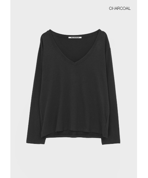 BLACKUP（ブラックアップ）の「[MADE] ジュネーブディープVネックオーバーフィット長袖Tシャツ（Tシャツ/カットソー・レディース・カーキ/グレー/チャコール・FREE）」の17枚目の写真