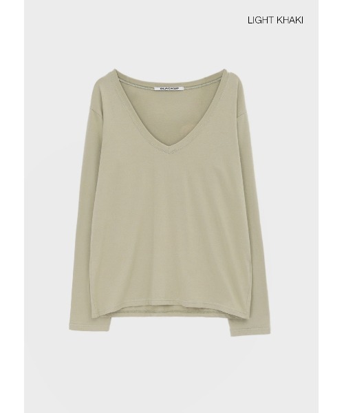 BLACKUP（ブラックアップ）の「[MADE] ジュネーブディープVネックオーバーフィット長袖Tシャツ（Tシャツ/カットソー・レディース・カーキ/グレー/チャコール・FREE）」の15枚目の写真
