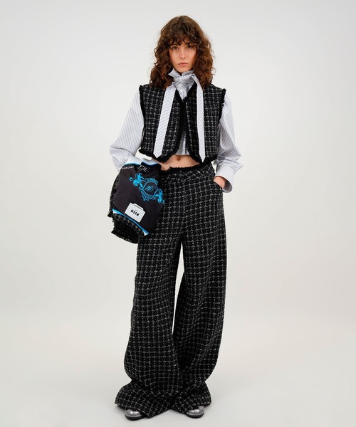 MSGM(エムエスジーエム)の「ブークレツイード ワイドパンツ(その他パンツ・レディース・ブラック系・40)」の5枚目の写真