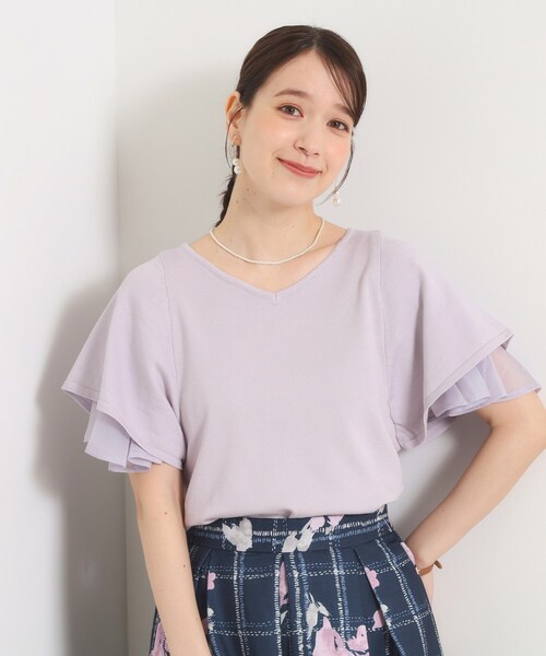ITS'DEMO（イッツデモ）の「フレアスリーブニット（ニット/セーター・レディース・ブラック/パープル/ベビーピンク/ライトベージュ・00）」の3枚目の写真