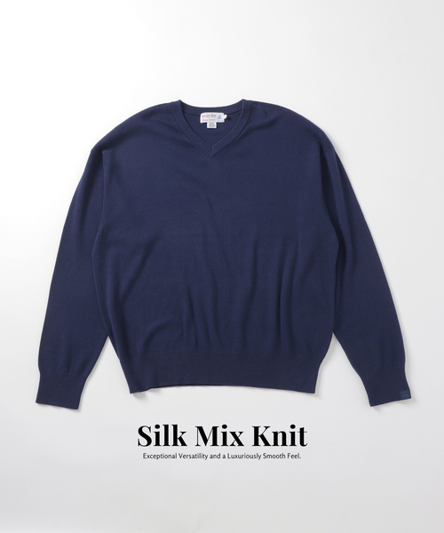 B.C STOCK(ベーセーストック)の「SILK MIX V NECK PULLOVER(ニット/セーター・メンズ・チャコールグレー/ブラック/ネイビー/グリーン・MEDIUM/LARGE/X-LARGE)」の4枚目の写真