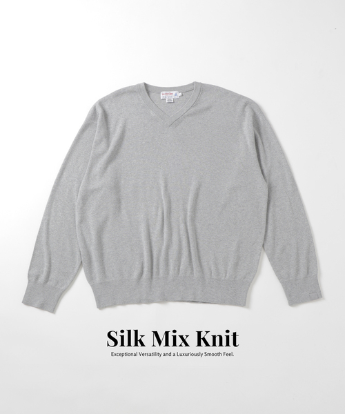 B.C STOCK(ベーセーストック)の「SILK MIX V NECK PULLOVER(ニット/セーター・メンズ・チャコールグレー/ブラック/ネイビー/グリーン・MEDIUM/LARGE/X-LARGE)」の2枚目の写真