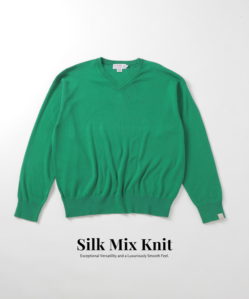 B.C STOCK(ベーセーストック)の「SILK MIX V NECK PULLOVER(ニット/セーター・メンズ・チャコールグレー/ブラック/ネイビー/グリーン・MEDIUM/LARGE/X-LARGE)」の3枚目の写真