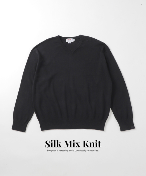 B.C STOCK(ベーセーストック)の「SILK MIX V NECK PULLOVER(ニット/セーター・メンズ・チャコールグレー/ブラック/ネイビー/グリーン・MEDIUM/LARGE/X-LARGE)」の1枚目の写真