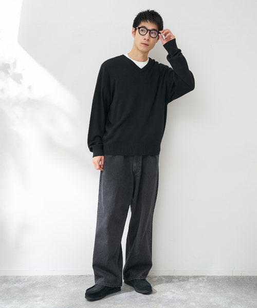 B.C STOCK(ベーセーストック)の「SILK MIX V NECK PULLOVER(ニット/セーター・メンズ・チャコールグレー/ブラック/ネイビー/グリーン・MEDIUM/LARGE/X-LARGE)」の5枚目の写真