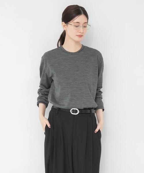 URBAN RESEARCH(アーバンリサーチ)の「new basic WASHABLE WOOL STRUCT TOPS(Tシャツ/カットソー・レディース・ホワイト系その他/チャコールグレー/ブラック系その他・FREE)」の10枚目の写真
