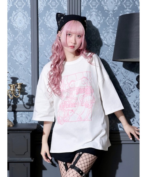 NOEMIE(ノエミー)の「ロンリードール3コマTシャツ(Tシャツ/カットソー・レディース・ピンク/ブラック/サックスブルー・M)」の1枚目の写真