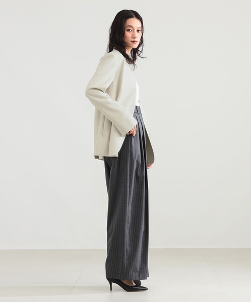 Demi-Luxe BEAMS（デミルクス ビームス）の「プレシャス ノーカラージャケット（その他アウター・レディース・カーキ/ホワイト系その他5・36/38）」の4枚目の写真